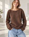 Pullover mit Spitzenrücken, Schoko