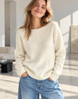 Pullover mit Spitzenrücken, Cremeweiß
