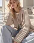 Strickjacke, Kontrastlinie-4, flauschi, 4 Farben