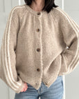 Strickjacke, Kontrastlinie-4, flauschi, 4 Farben