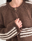 Strickjacke, Kontrastlinie-4, flauschi, 4 Farben