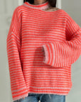 Pullover, Cut-Out-Ausschnitt, Neon-Orange