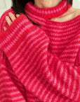 Pullover, Cut-Out-Ausschnitt, Rot