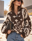 Pullover, Blumenmuster, Schoko