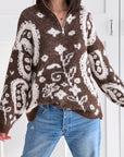Pullover, Blumenmuster, Schoko