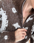 Pullover, Blumenmuster, Schoko