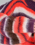 Oversize-Pullover, flauschi, bunte Streifen, Lila-Koralle