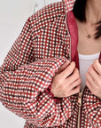 Steppjacke, Karomuster, Ziegel