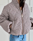 Steppjacke, Karomuster, Grau