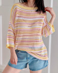 Strickpullover, Candy, Rosa-Gelb