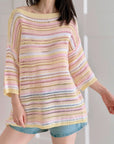 Strickpullover, Candy, Rosa-Gelb