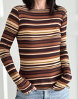 Cashmere Longsleeves, Farbstreifen, Schoko