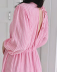 Musselin Kleid, rückenfrei, Rosa-Streifen