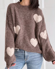 Pullover, Herzen, Taupe