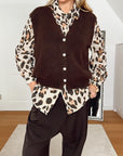 Musselin Bluse, Regular, Wild-Leo, Beige