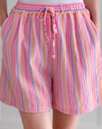 Musselin Shorts, Pink-Streifen, 2 Farben