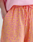 Musselin Shorts, Neon-Leo, Gelb-Violett