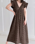 Musselin Kleid, rückenfrei, ärmellos, Wild-Leo, Schoko