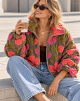 Teddyjacke, 3D-Blumen, Rosa-Taupe