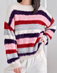 Pullover, Farbstreifen, Lila
