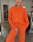 Musselin Bluse, regular, Orange