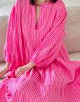 Musselin Kleid, Neon-Streifen, Classic, 4 Farben