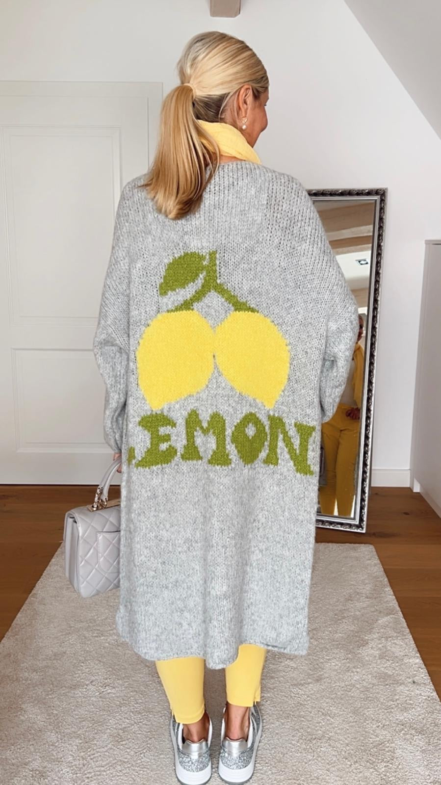 Gelbe Strickjacke Lang Lange Strickjacke, Lemon, Farben – Sismeer