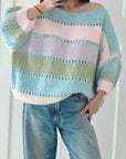 Pullover, Pastell, breite Streifen, Flauschi, 4 Farben
