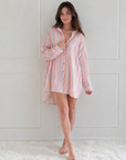 Musselin Bluse, Oversize, bunte Streifen, 2 Farben
