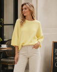 Pullover, Alpaka, Rundhalsausschnitt, 3/4 Ärmel, 6 Farben