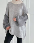 Pullover, Color-Blocking, Grau