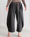 Marlene-Hose mit Wickeldetails, Grau