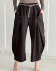 Marlene-Hose mit Wickeldetails, Schoko