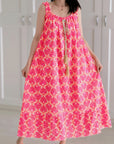 Boho-Kleid, Palmblätter, Neon-Pink