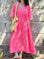 Musselin Kleid, Kurzarm, Leo '25, Neon-Pink