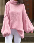 Pullover, flauschi, Stehkragen, Babyrosa