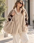 Kunstfell-Jacke mit Strickärmeln, Beige