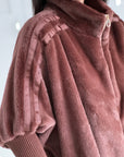 Kunstfell-Jacke mit Strickärmeln, Schoko