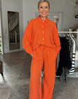 Musselin Bluse, regular, Orange