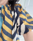 Bluse, Ballonärmel, moderne Streifen, 2 Farben