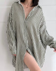 Musselin Bluse, Oversize, Streifen, 5 Farben