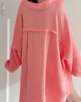 Musselin Bluse, Oversize, Streifen, Neon