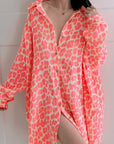 Musselin Bluse, Oversize, Gelb-Leo