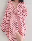 Musselin Bluse, Oversize, Polka Dots, 4 Farben