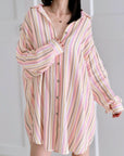 Musselin Bluse, Oversize, bunte Streifen, 2 Farben