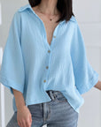 Musselin Bluse, 3/4-Ärmel, 11 Farben