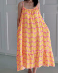 Musselin Sommerkleid, Palmblätter, Neon-Gelb
