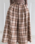 Karierte Wide-Leg-Hose, Beige