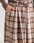 Karierte Wide-Leg-Hose, Beige