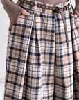 Karierte Wide-Leg-Hose, Grau